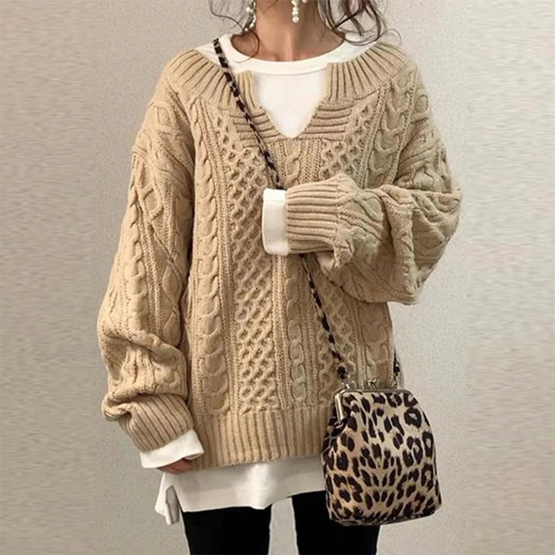 Women's Oversized Cable Knit Sweater | Chunky Pullover for Cozy Winter Style