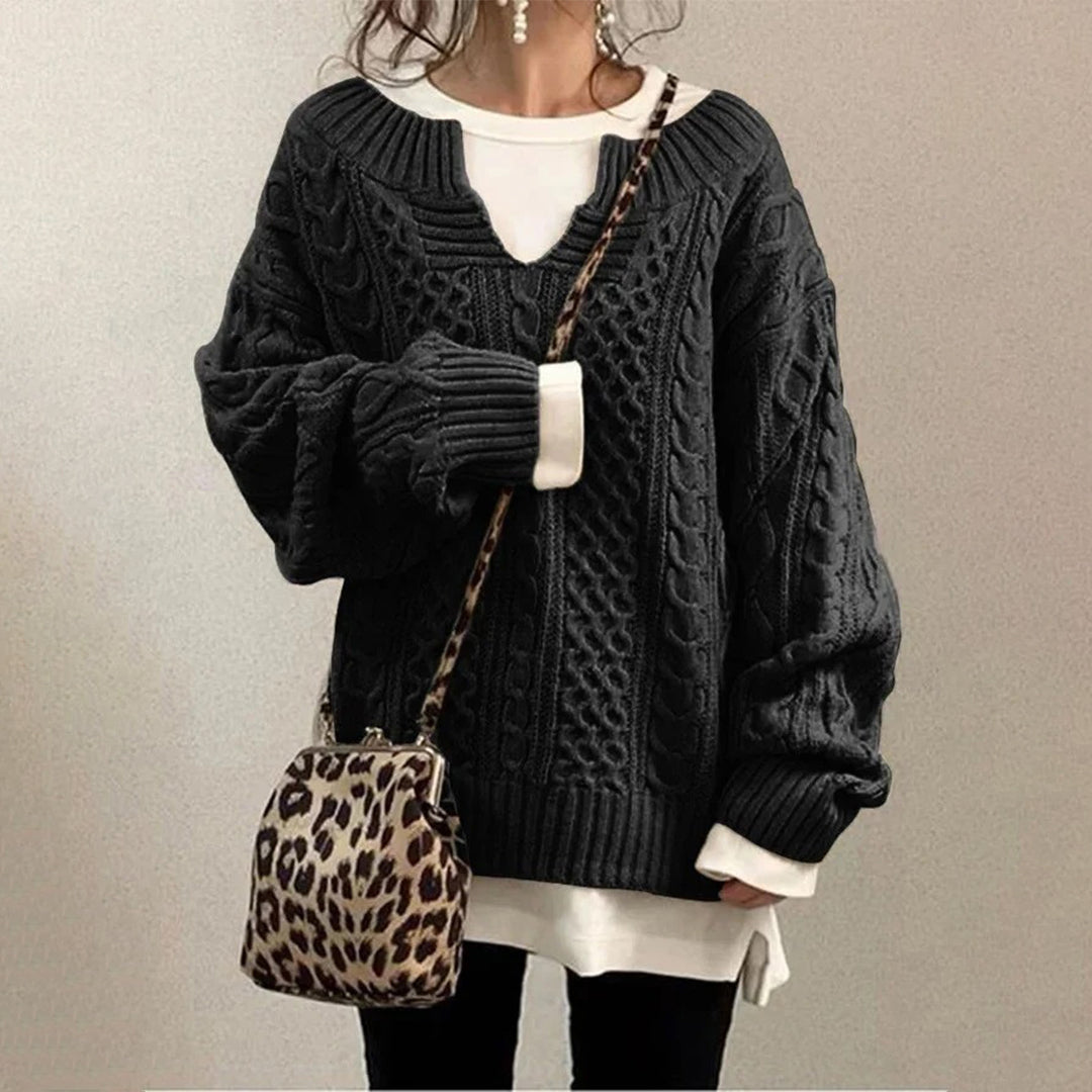Women's Oversized Cable Knit Sweater | Chunky Pullover for Cozy Winter Style