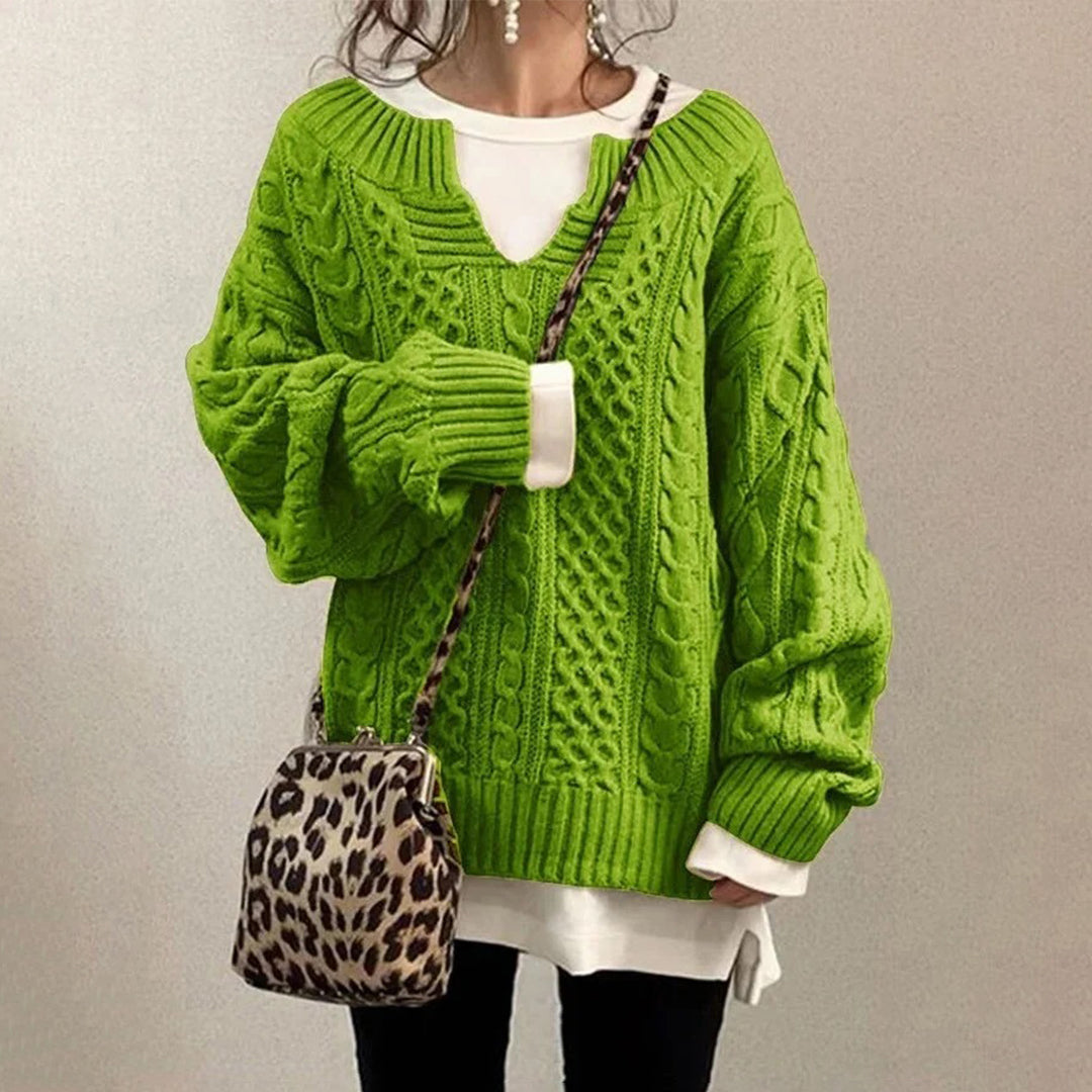 Women's Oversized Cable Knit Sweater | Chunky Pullover for Cozy Winter Style