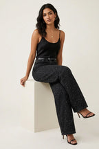 Women's High Waist Straight Jeans – Subtle Glitter Detail Denim