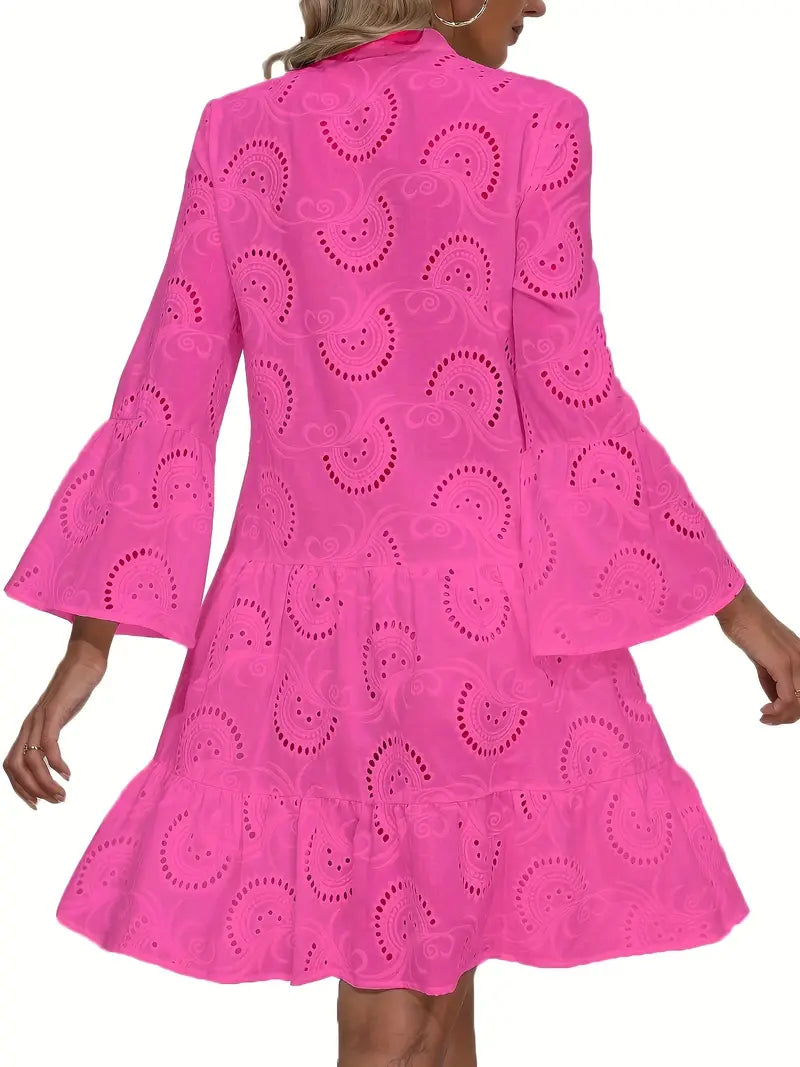 Women's Airy V-Neck Shirt Dress with Elegant Details
