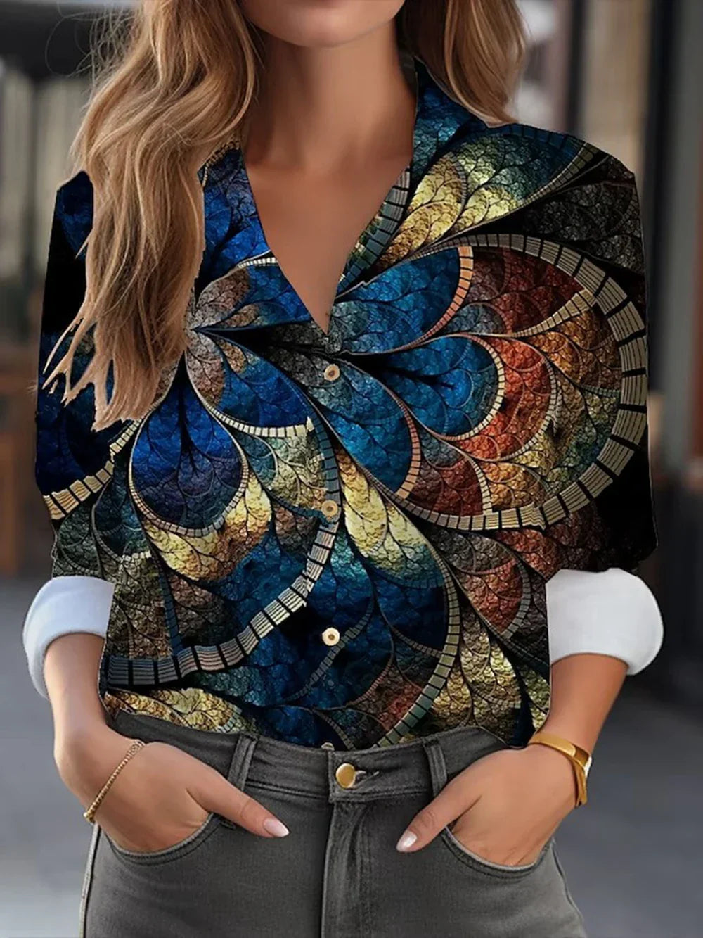 Women's Elegant Floral Print Blouse