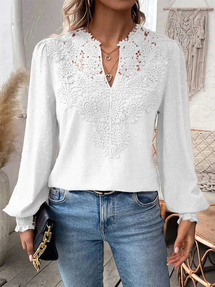 Women's Elegant Blouse with Lace Details
