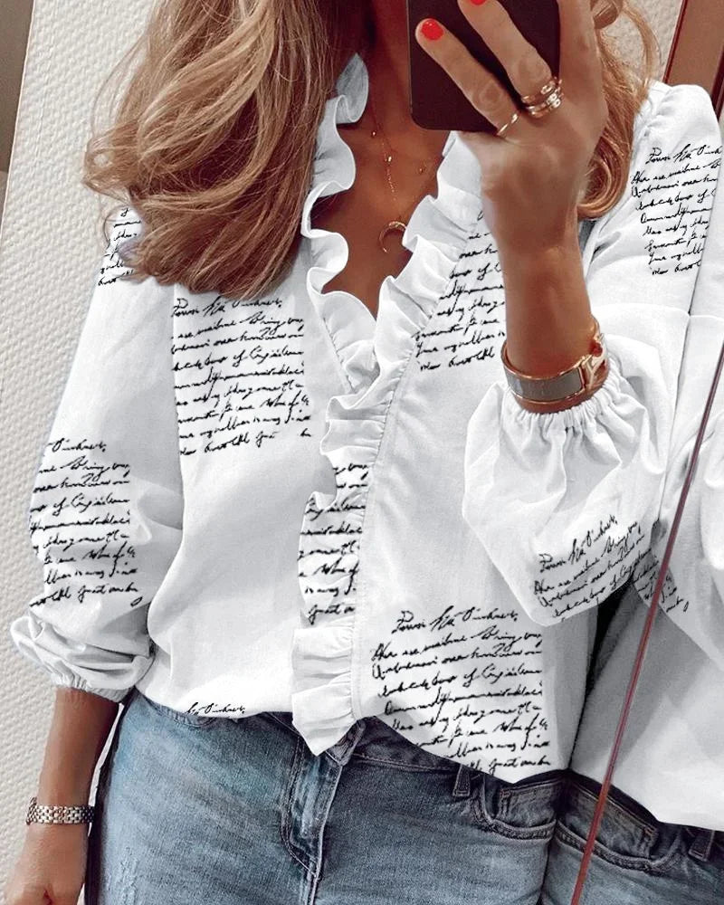 Women's Ruffle Blouse | Feminine Lightweight Top with Voluminous Sleeves