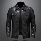 Men's Vegan Leather Jacket | Classic Zip-Up Moto Jacket with Chest Pockets