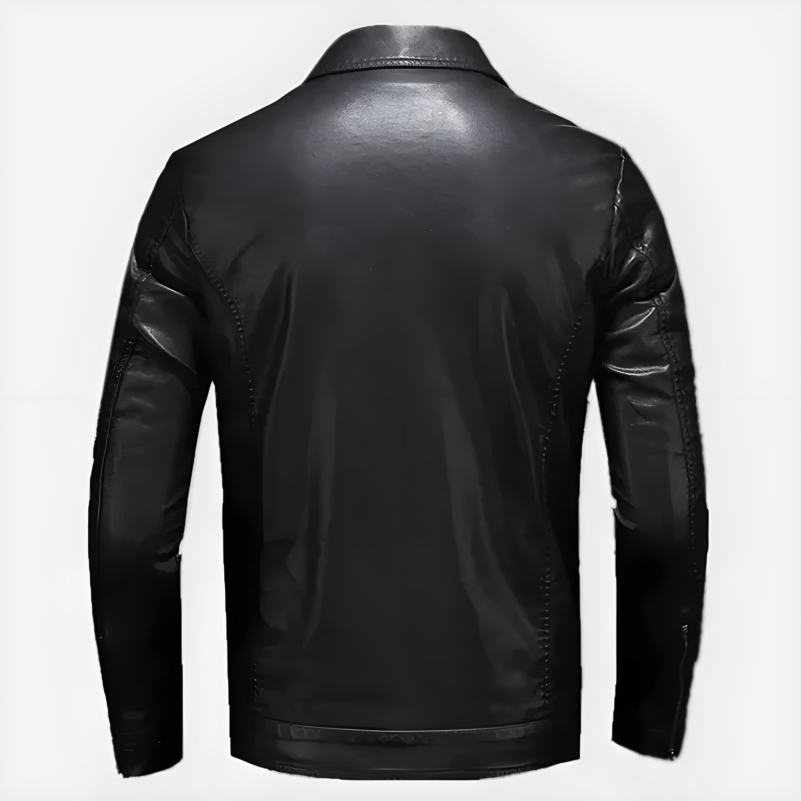 Men's Vegan Leather Jacket | Classic Zip-Up Moto Jacket with Chest Pockets