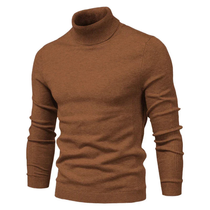 Men's Turtleneck Slim Fit Sweater | Soft Knit Pullover in Multiple Colors