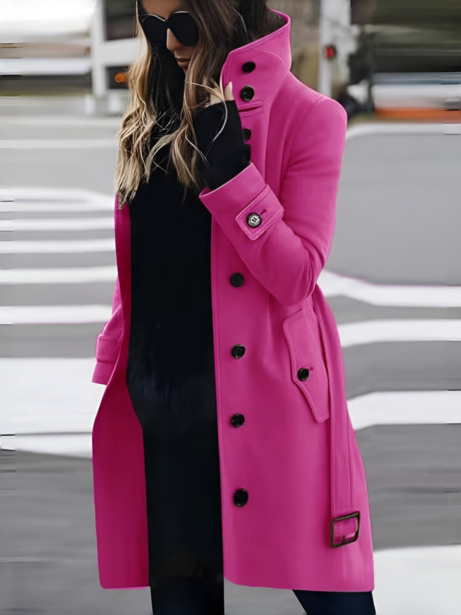 Women's Luxurious Long Coat | Elegant Outerwear with Statement Ombré Collar