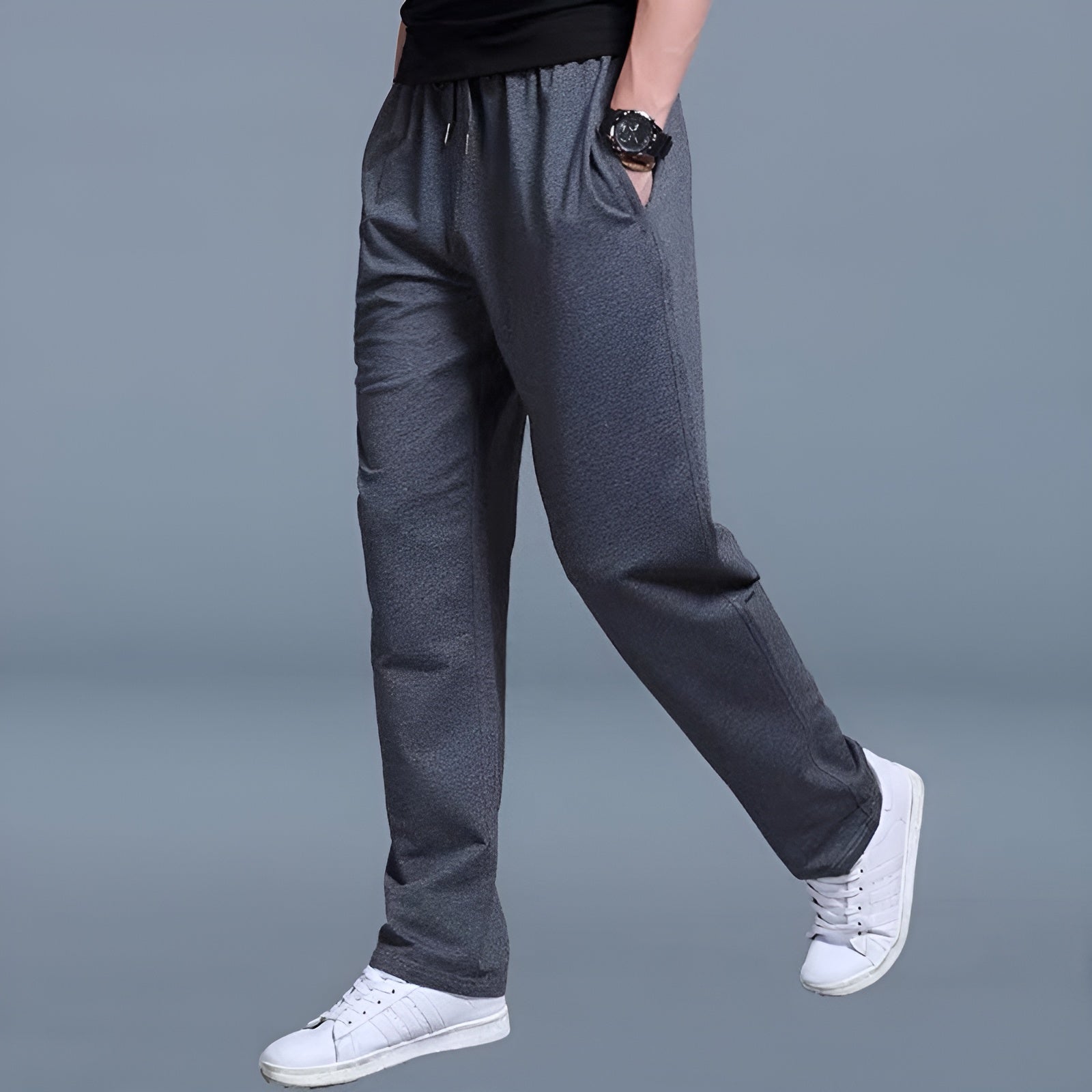 Men's Elastic Waist Comfort Pants | Breathable Lightweight Trousers for Everyday Wear