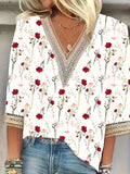 Women's Elegant Lace V-Neck Blouse