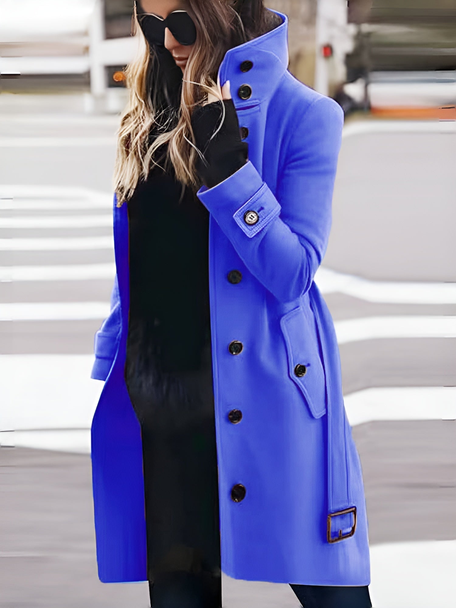 Women's Luxurious Long Coat | Elegant Outerwear with Statement Ombré Collar