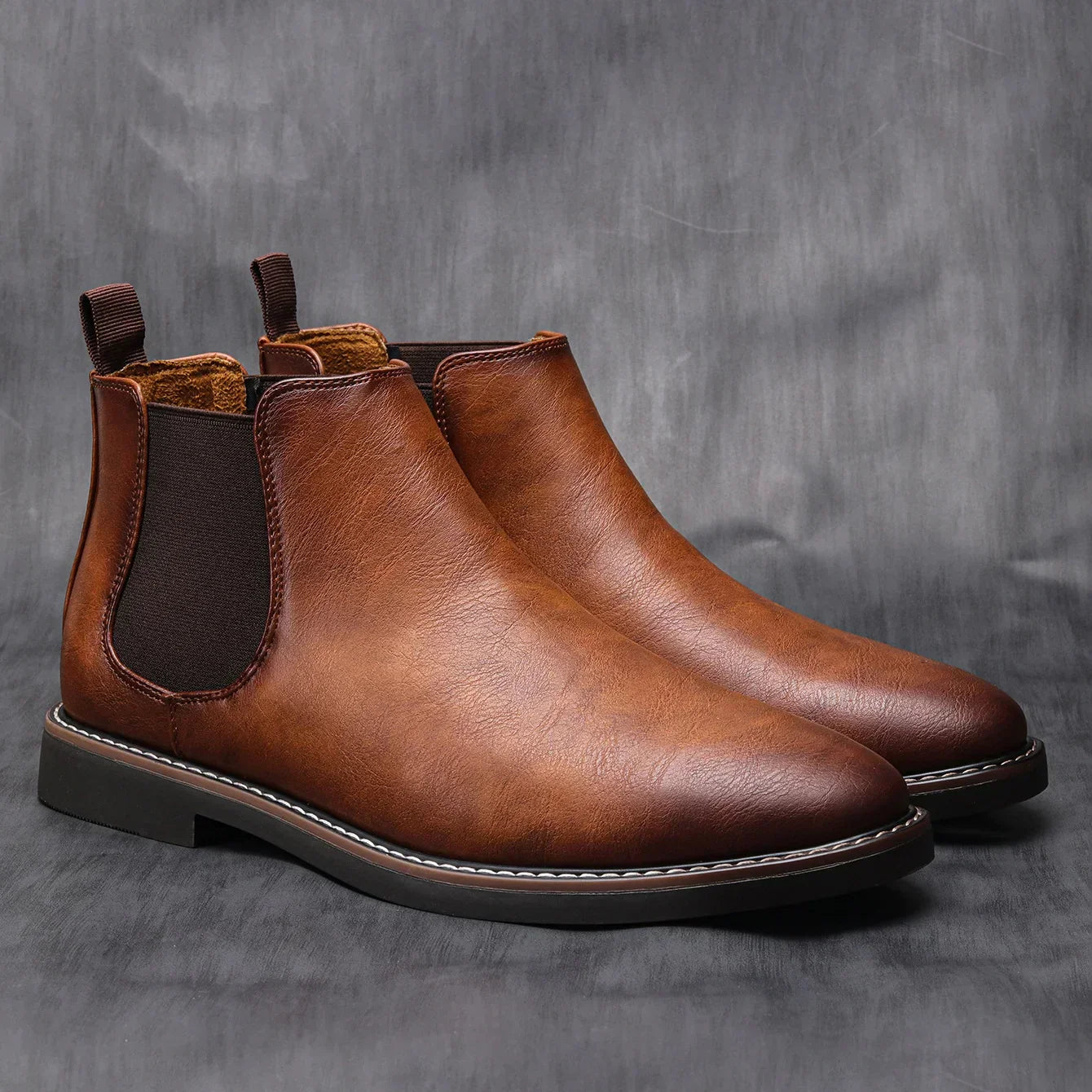 Men's Classic Chelsea Boots | Timeless Leather-Look Ankle Boots for the Modern Man
