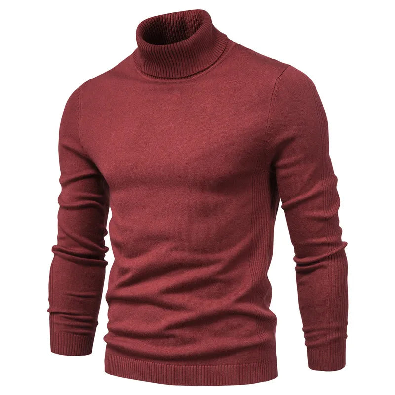 Men's Turtleneck Slim Fit Sweater | Soft Knit Pullover in Multiple Colors