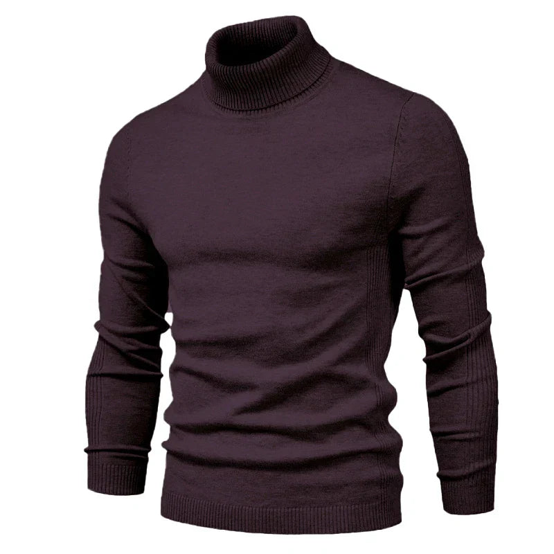 Men's Turtleneck Slim Fit Sweater | Soft Knit Pullover in Multiple Colors