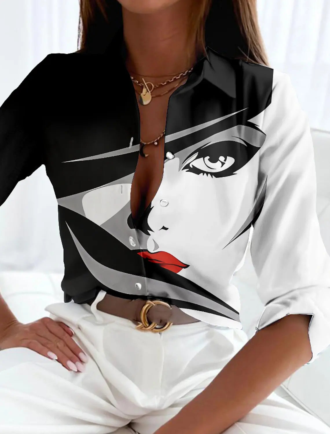 Women's Modern Blouse with Elegant Print