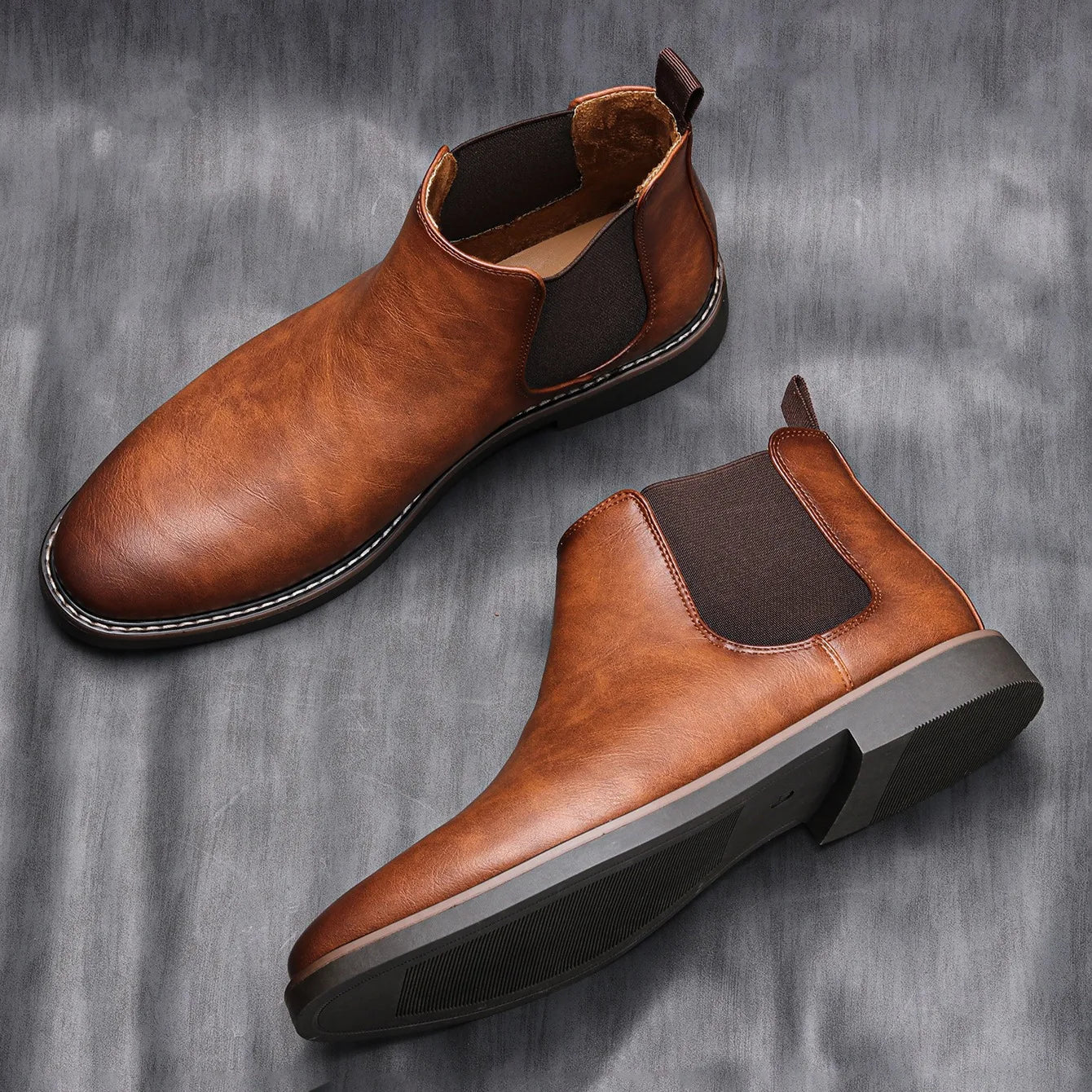 Men's Classic Chelsea Boots | Timeless Leather-Look Ankle Boots for the Modern Man