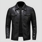 Men's Vegan Leather Jacket | Classic Zip-Up Moto Jacket with Chest Pockets