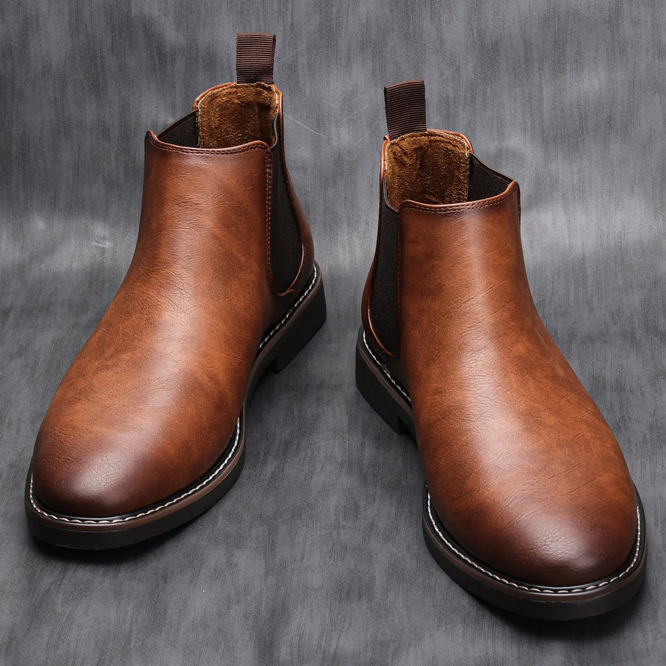 Men's Classic Chelsea Boots | Timeless Leather-Look Ankle Boots for the Modern Man