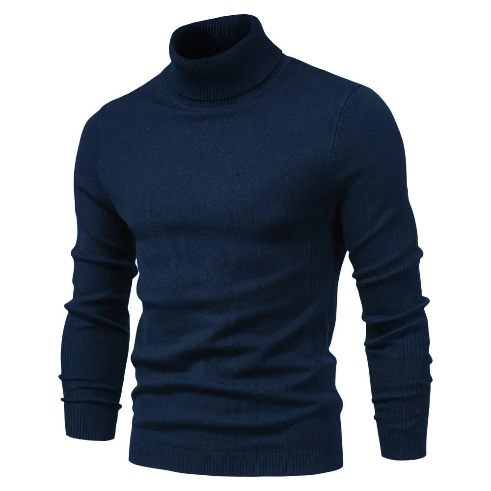 Men's Turtleneck Slim Fit Sweater | Soft Knit Pullover in Multiple Colors