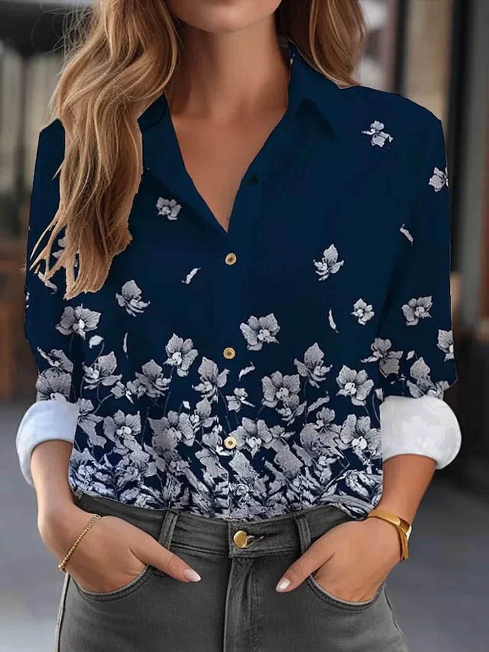 Women's Elegant Floral Print Blouse