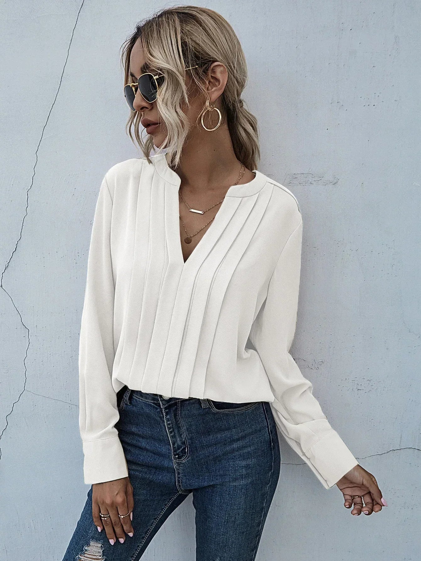 Women's Stylish Blouse with Sophisticated Pleats