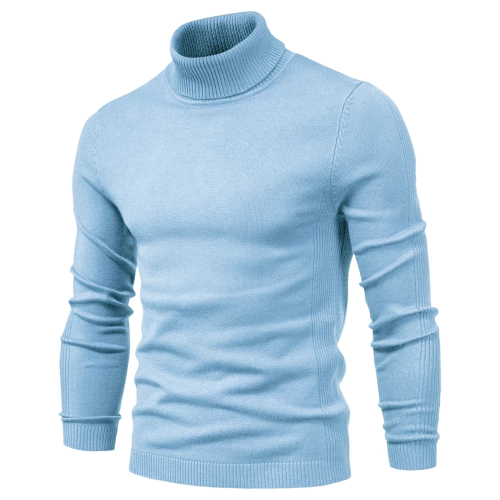 Men's Turtleneck Slim Fit Sweater | Soft Knit Pullover in Multiple Colors