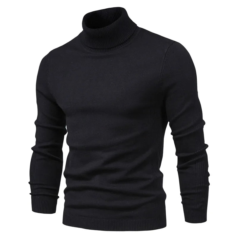 Men's Turtleneck Slim Fit Sweater | Soft Knit Pullover in Multiple Colors