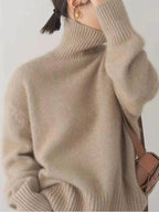 Women's Turtleneck Oversized Sweater | Ultra-Soft Fluffy Pullover for Warmth & Elegance