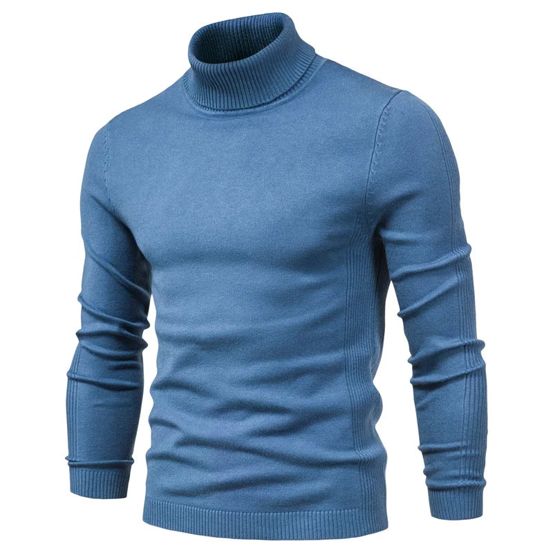 Men's Turtleneck Slim Fit Sweater | Soft Knit Pullover in Multiple Colors