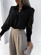 Women's Elegant Blouse with Lace Sleeve Detail