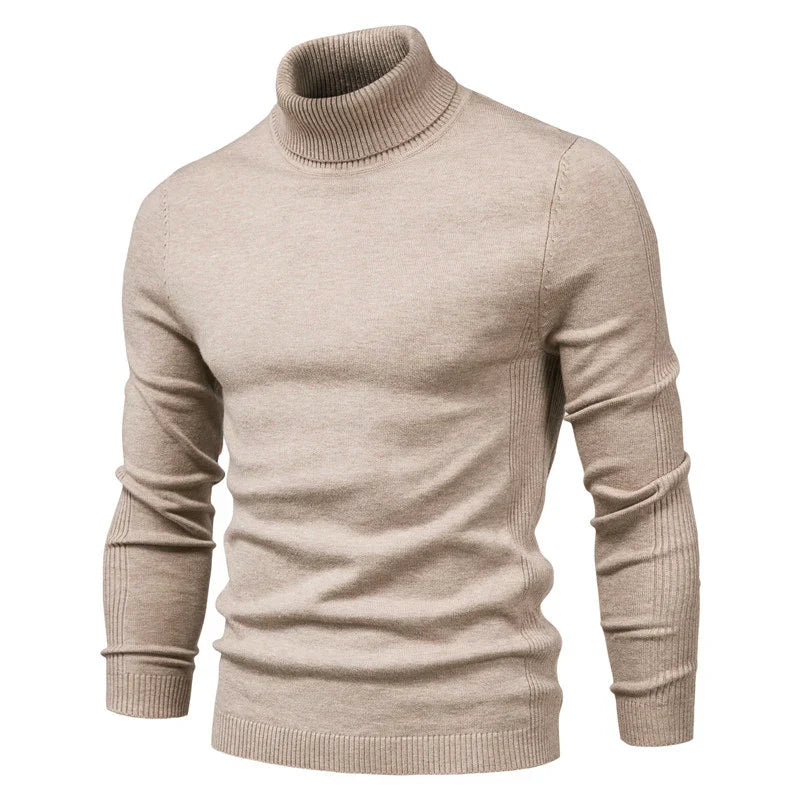 Men's Turtleneck Slim Fit Sweater | Soft Knit Pullover in Multiple Colors