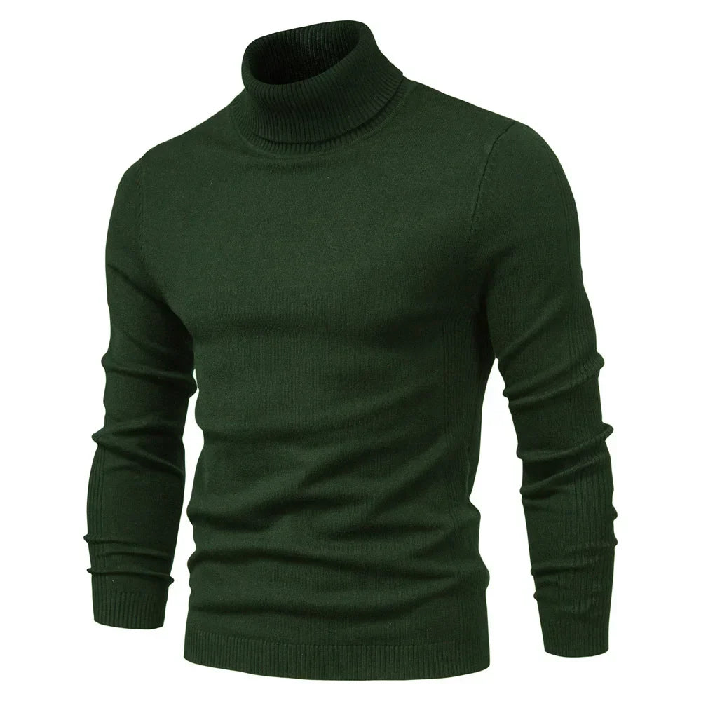 Men's Turtleneck Slim Fit Sweater | Soft Knit Pullover in Multiple Colors