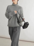 Women's Turtleneck Oversized Sweater | Ultra-Soft Fluffy Pullover for Warmth & Elegance