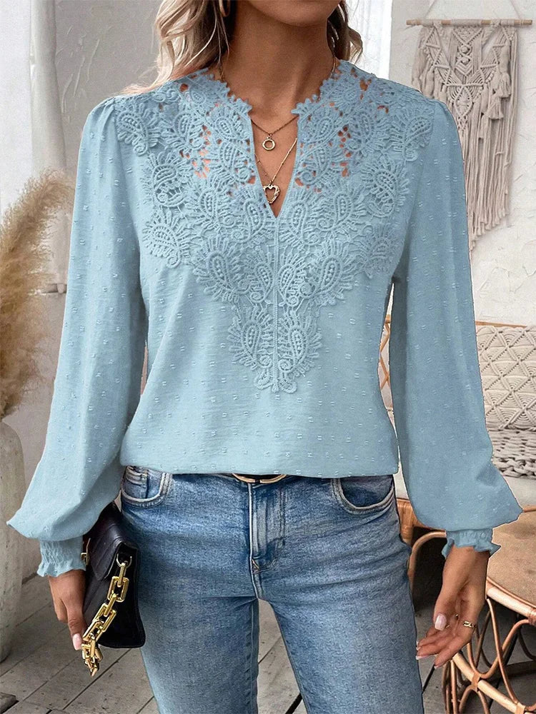 Women's Elegant Blouse with Lace Details