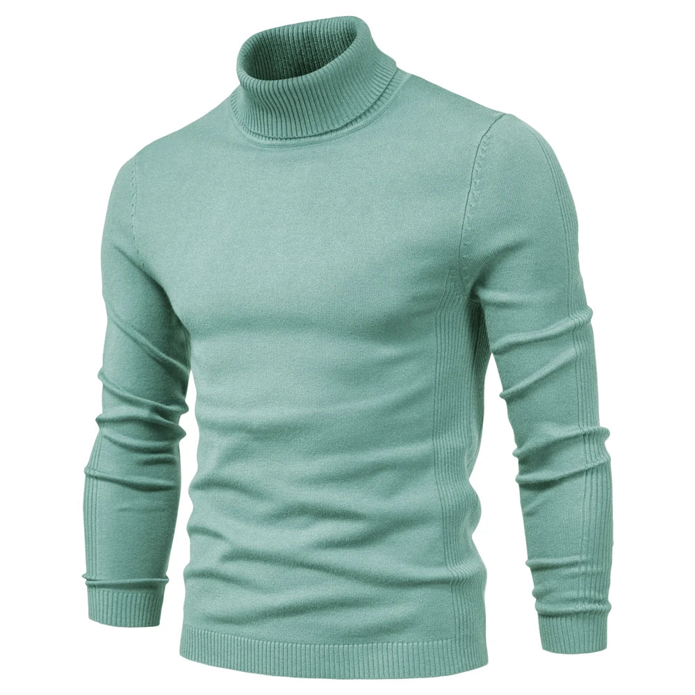 Men's Turtleneck Slim Fit Sweater | Soft Knit Pullover in Multiple Colors