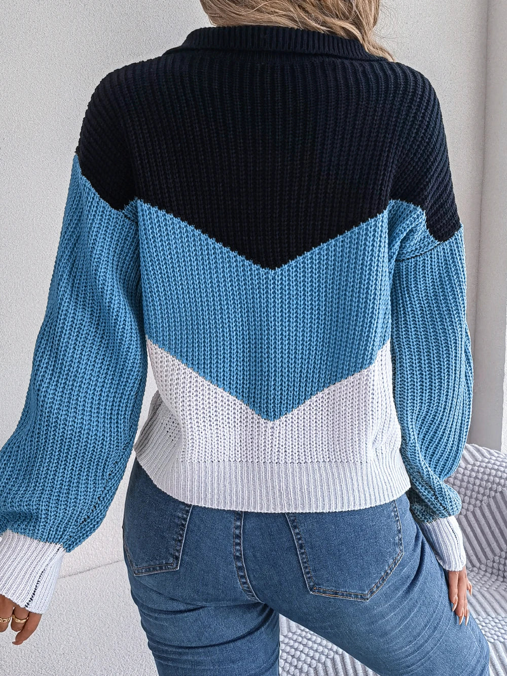 Women's Patchwork Knit Sweater | Cozy Colorful Knitwear with Unique Patchwork Design