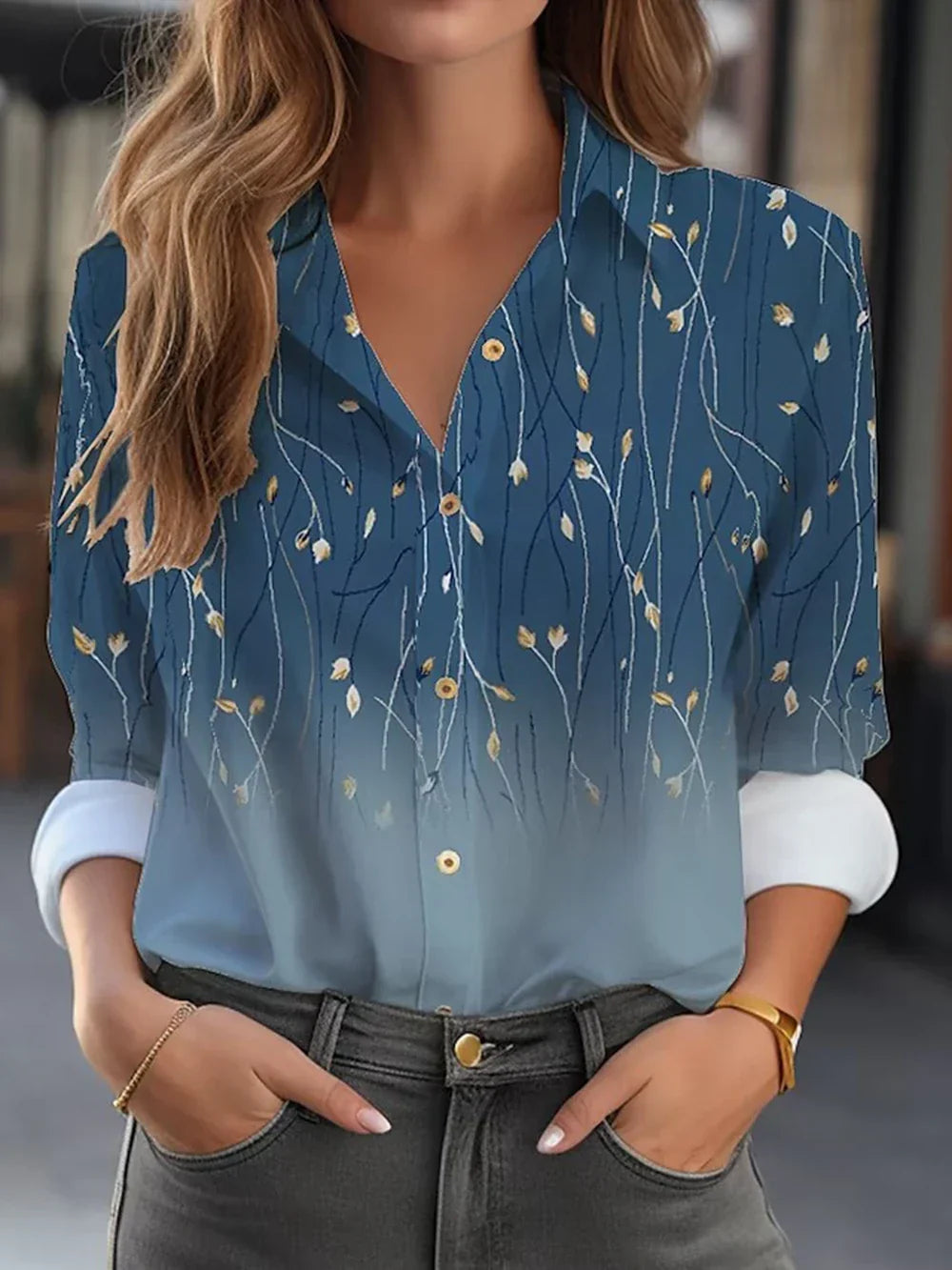 Women's Elegant Floral Print Blouse