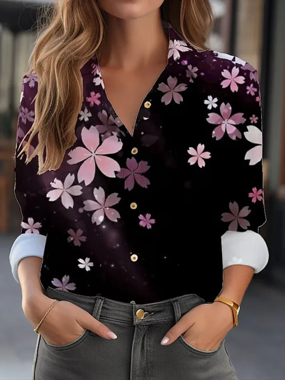 Women's Elegant Floral Print Blouse