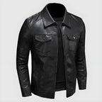 Men's Vegan Leather Jacket | Classic Zip-Up Moto Jacket with Chest Pockets