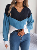 Women's Patchwork Knit Sweater | Cozy Colorful Knitwear with Unique Patchwork Design