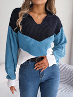 Women's Patchwork Knit Sweater | Cozy Colorful Knitwear with Unique Patchwork Design
