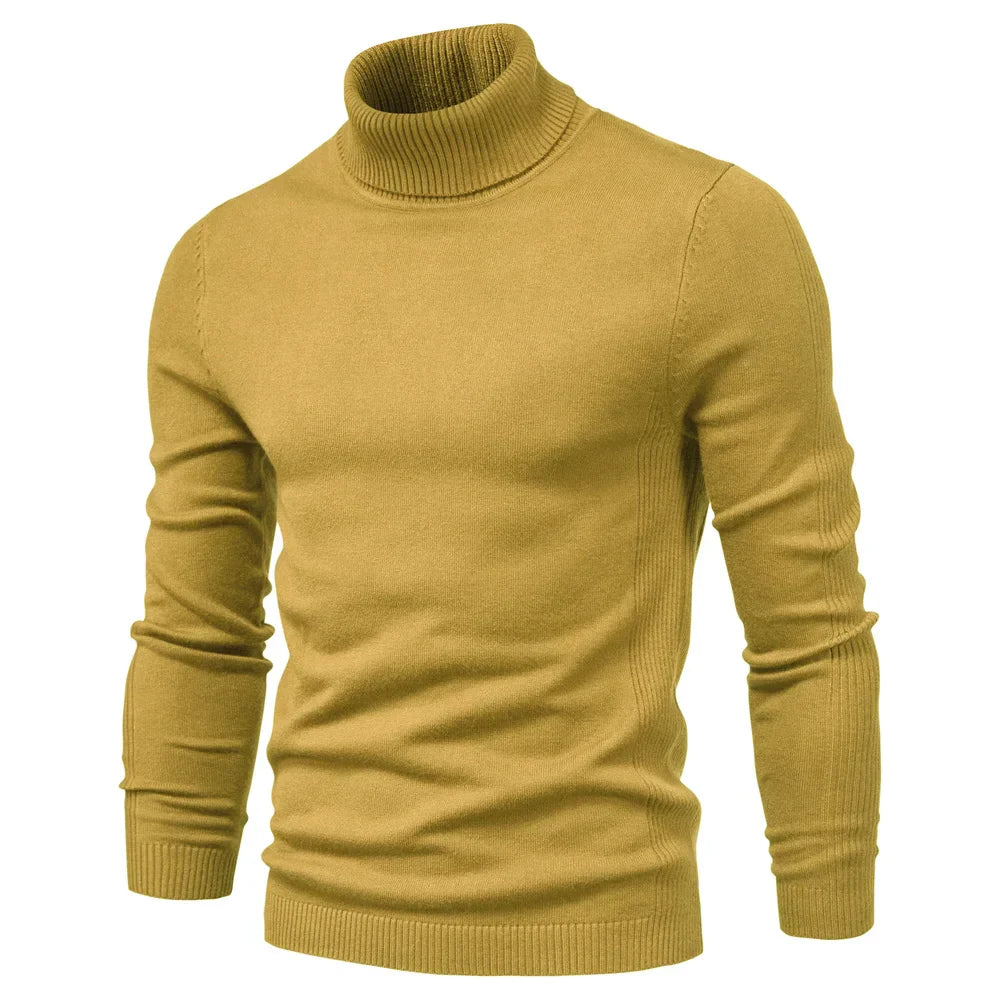 Men's Turtleneck Slim Fit Sweater | Soft Knit Pullover in Multiple Colors