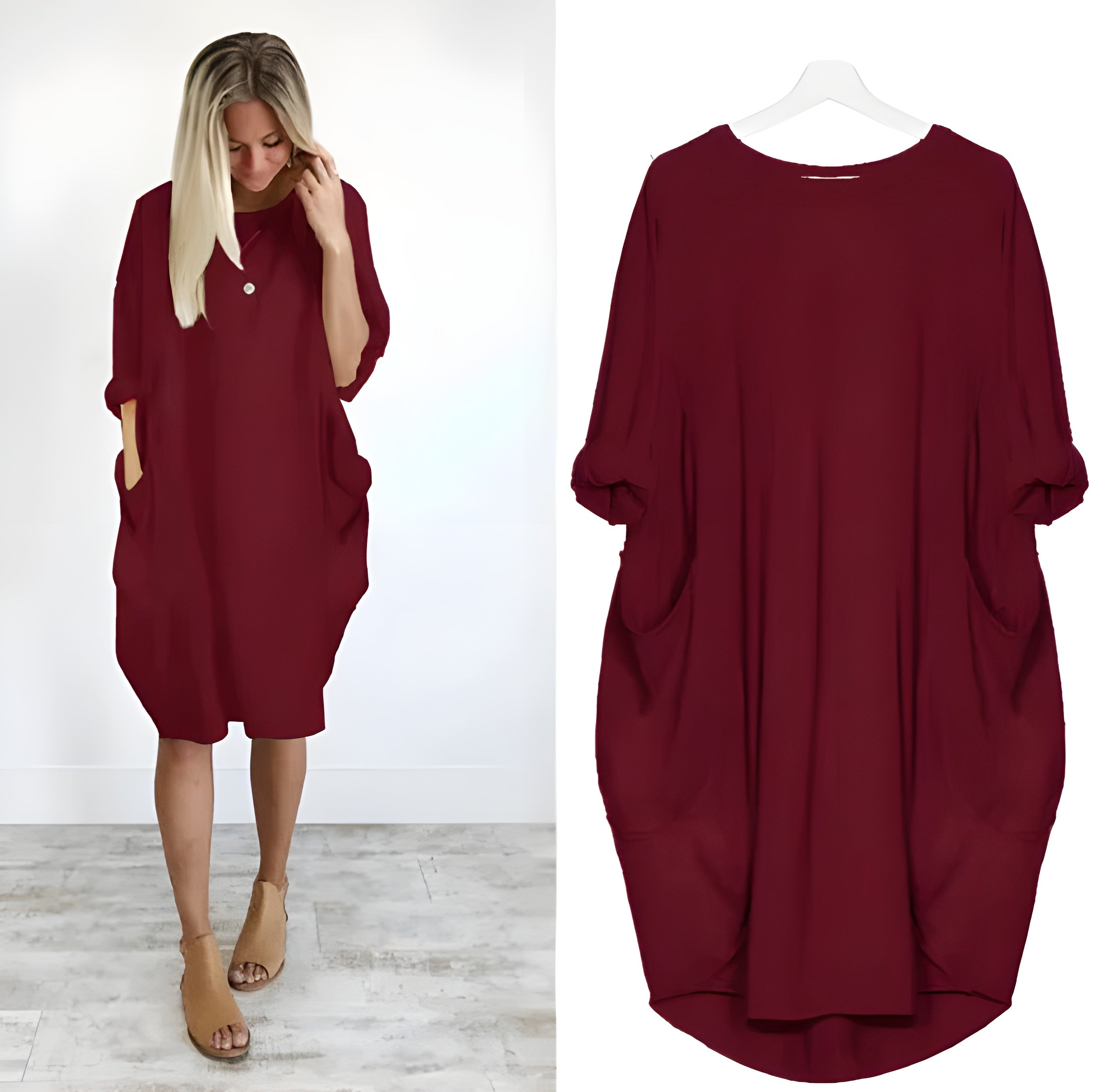 Women's Oversized Loose Casual Dress with Pockets | Relaxed Fit Everyday Midi Dress