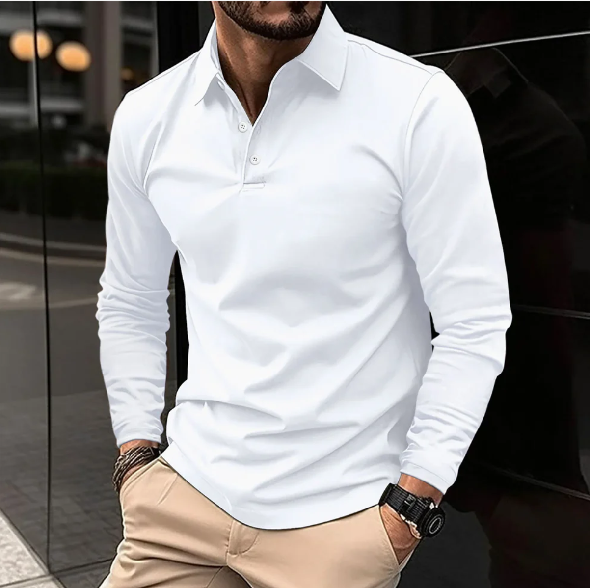 Men's Stylish Long-Sleeve Polo