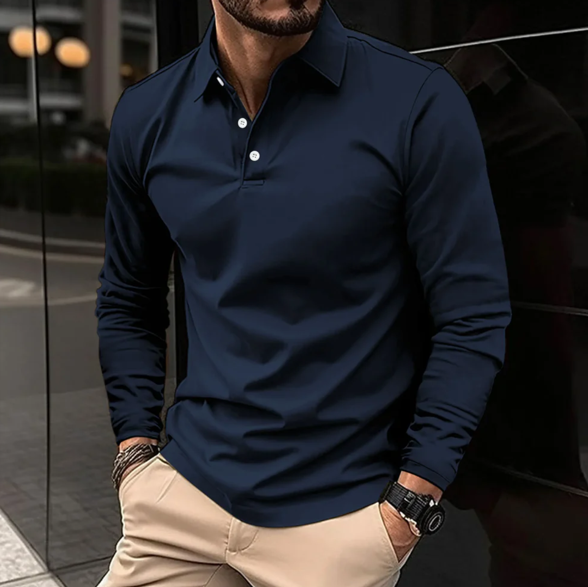 Men's Stylish Long-Sleeve Polo