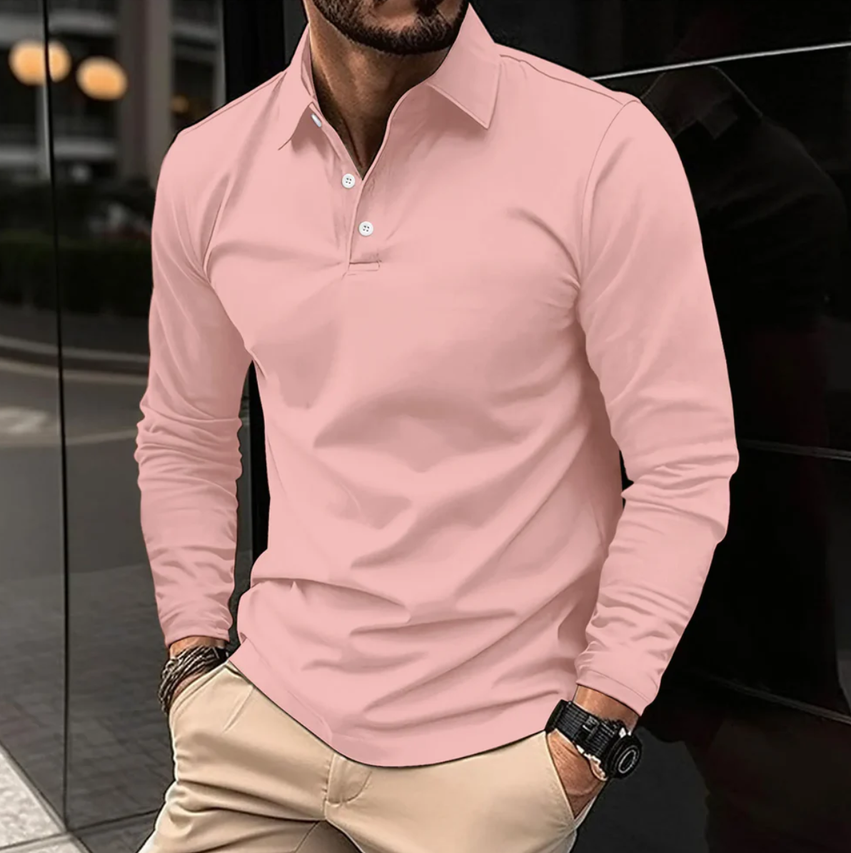 Men's Stylish Long-Sleeve Polo