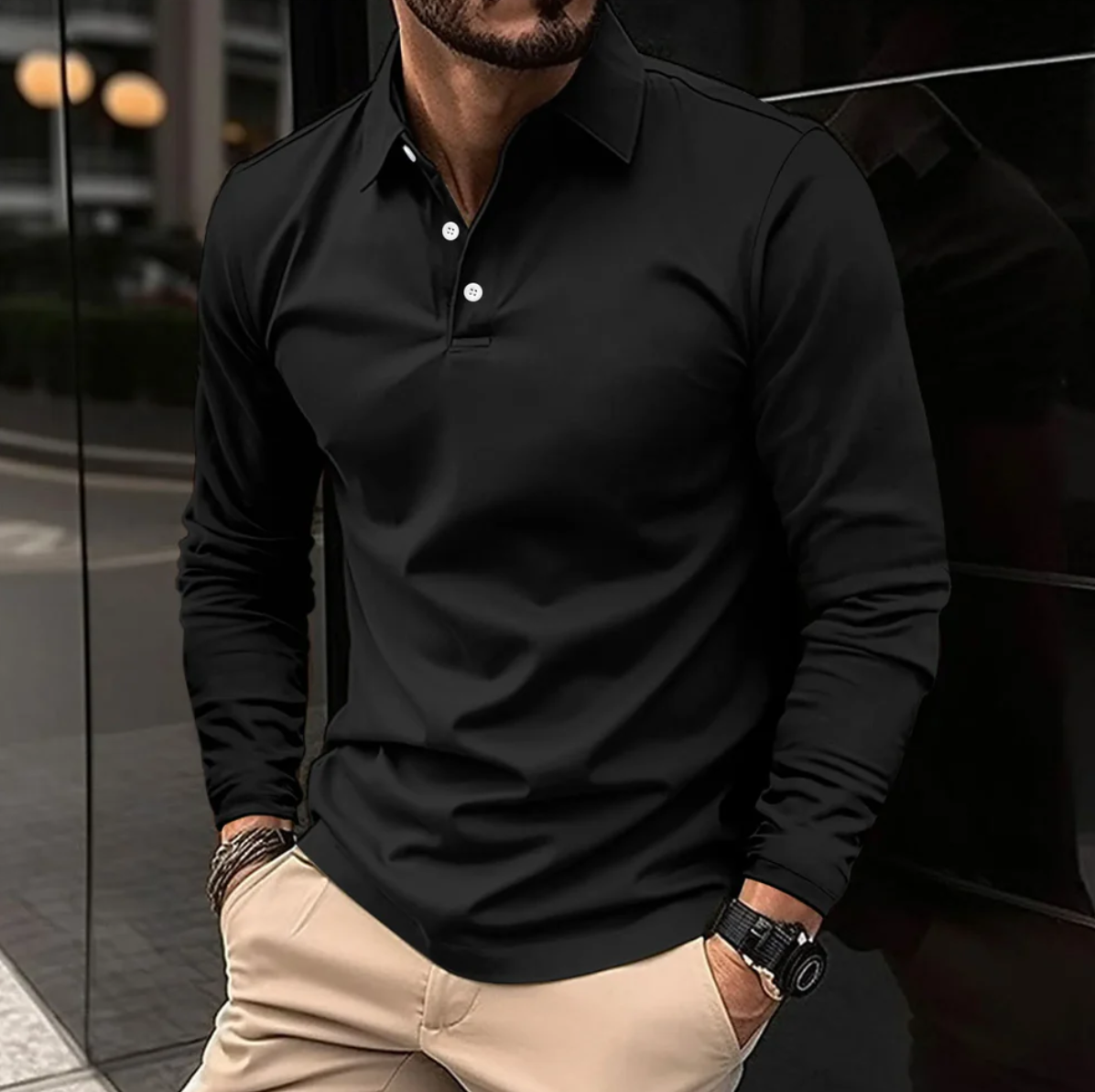Men's Stylish Long-Sleeve Polo