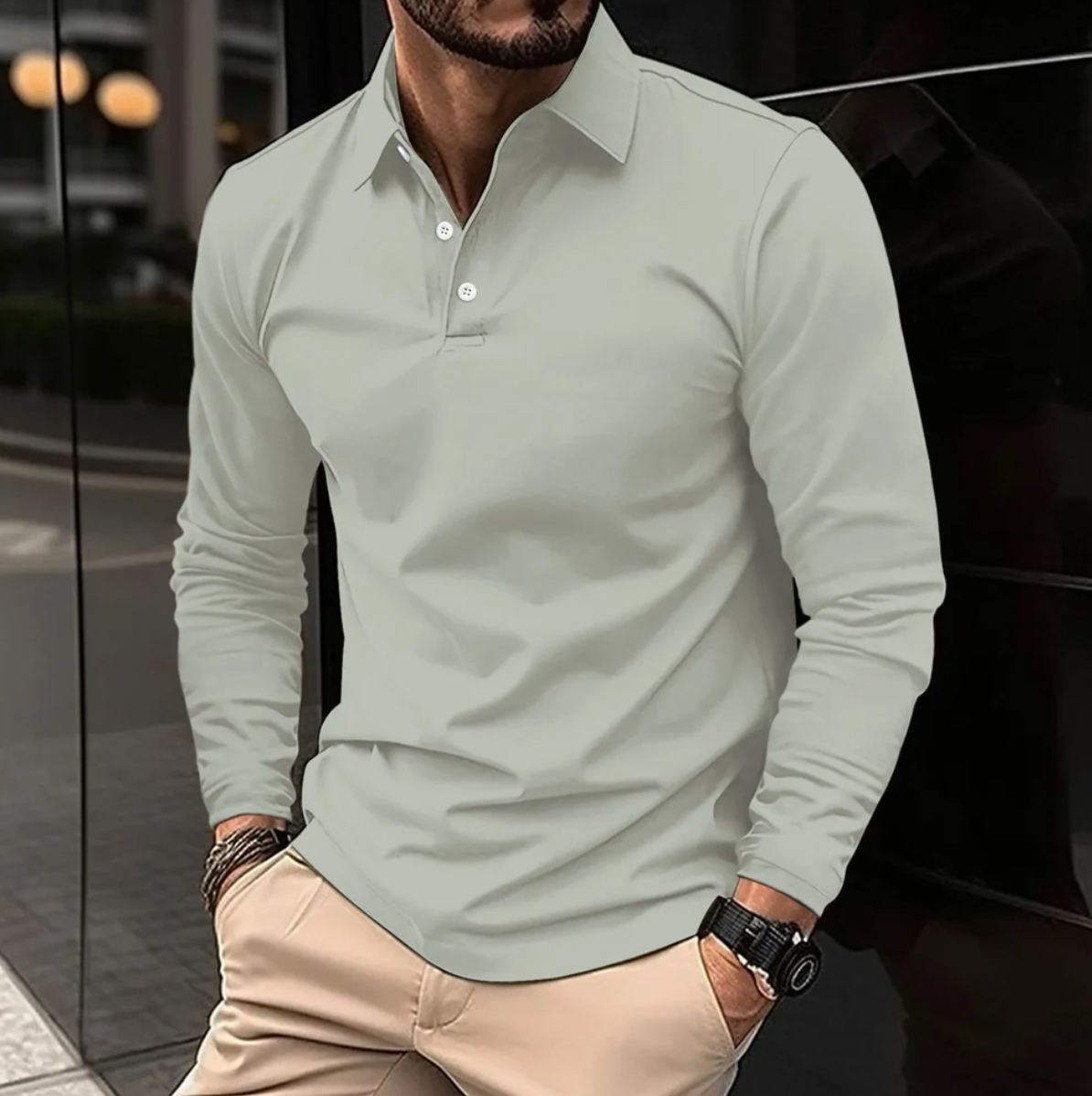 Men's Stylish Long-Sleeve Polo