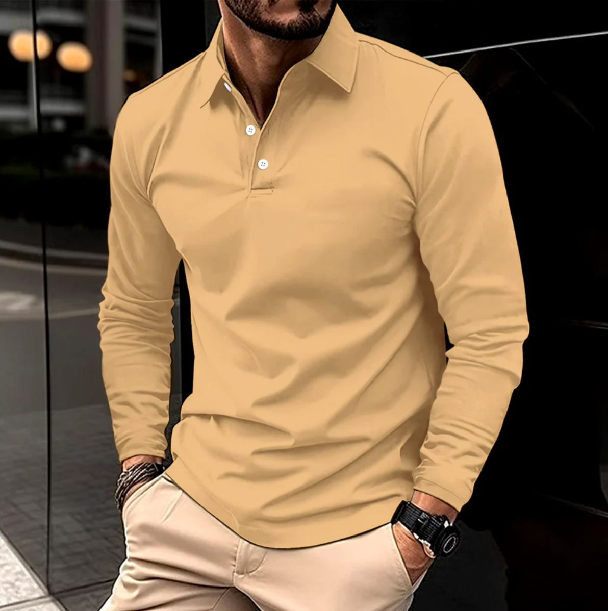 Men's Stylish Long-Sleeve Polo