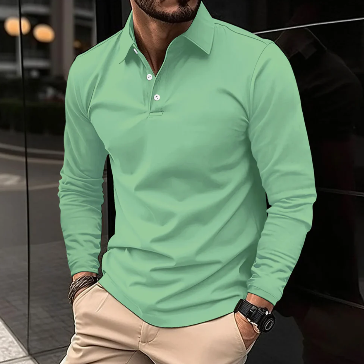 Men's Stylish Long-Sleeve Polo